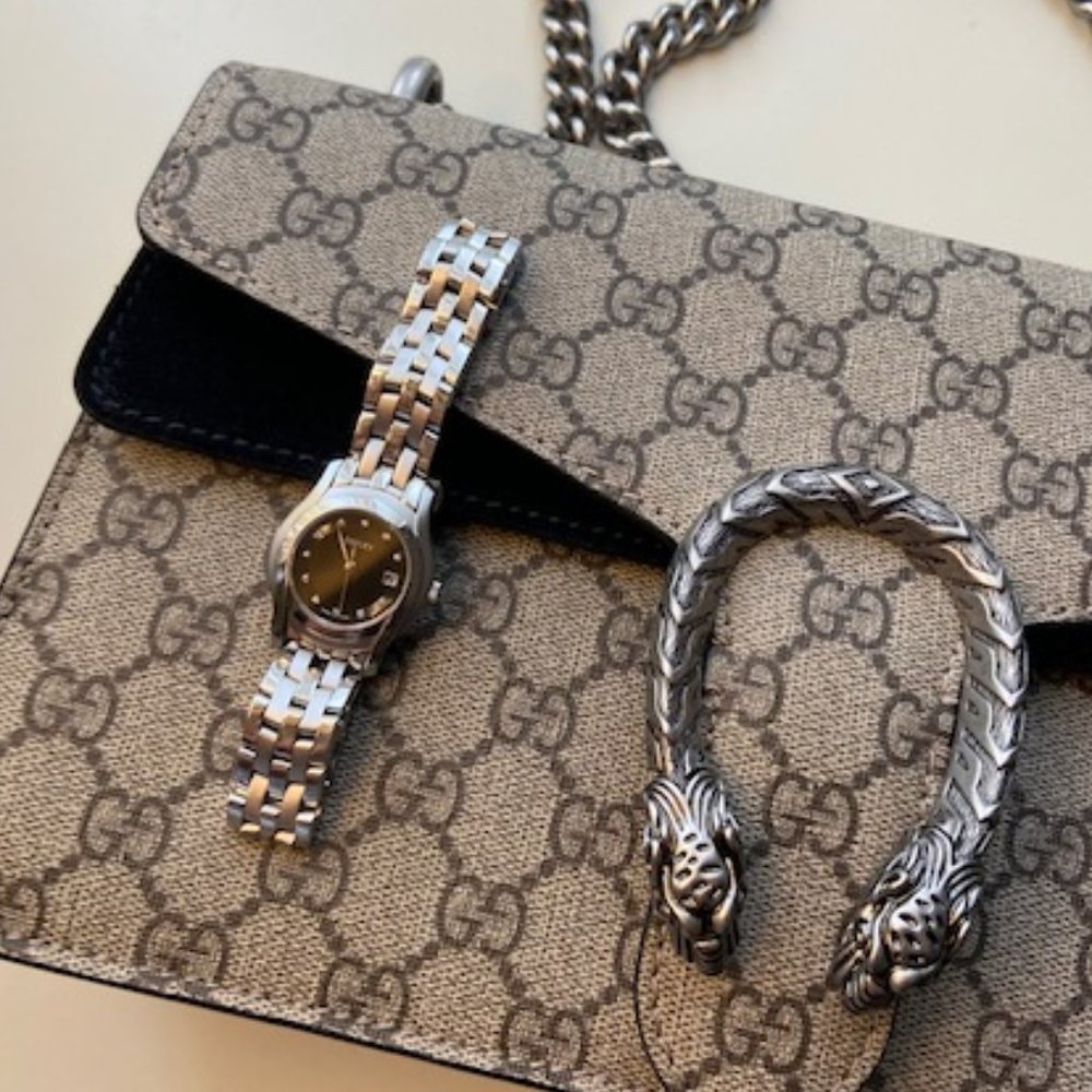 Gucci Silver/Black 11Diamond/Stainless Steel Watch